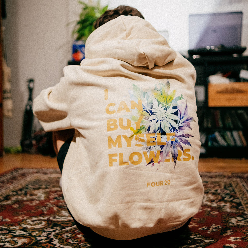 I Can Buy Myself Flowers Hoodie Sand Oversized